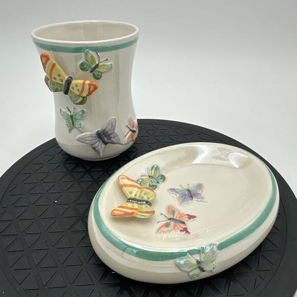 3D Allure 2007 butterfly Bathroom Cup And Soap Holder - Picture 1 of 5